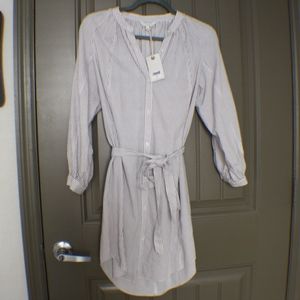 Lucky Brand Dress NWT GREY WHITE Striped wrap